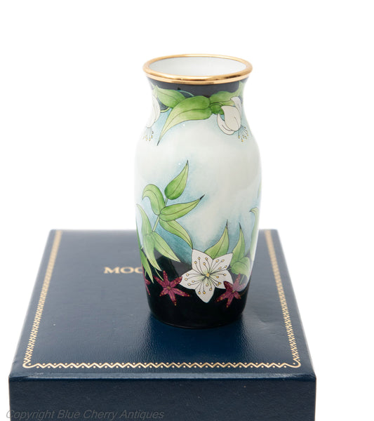 Moorcroft Enamels Miniature Hand Painted Vase with Flowers in Presentation Box (Code 1804)