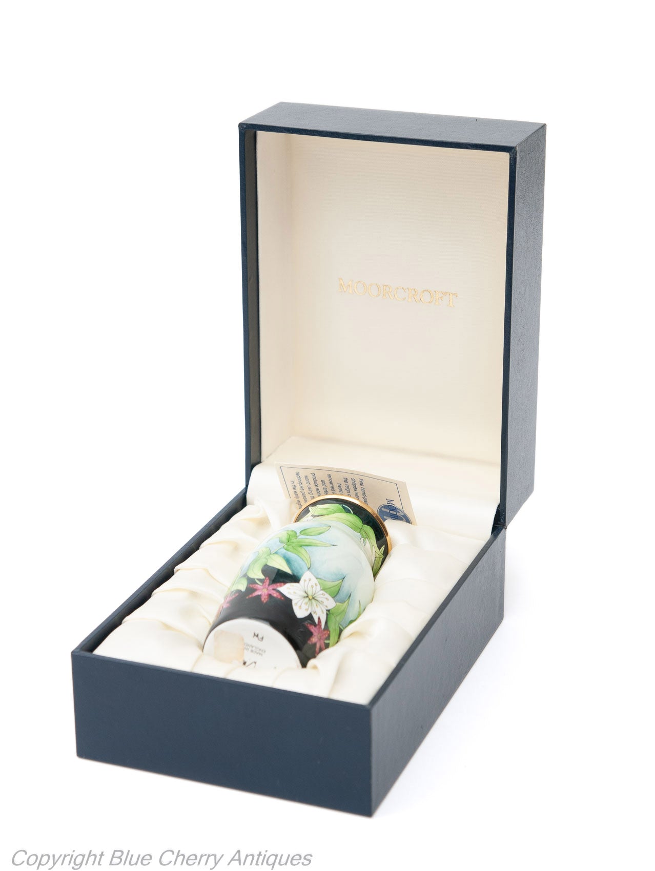 Moorcroft Enamels Miniature Hand Painted Vase with Flowers in Presentation Box (Code 1804)