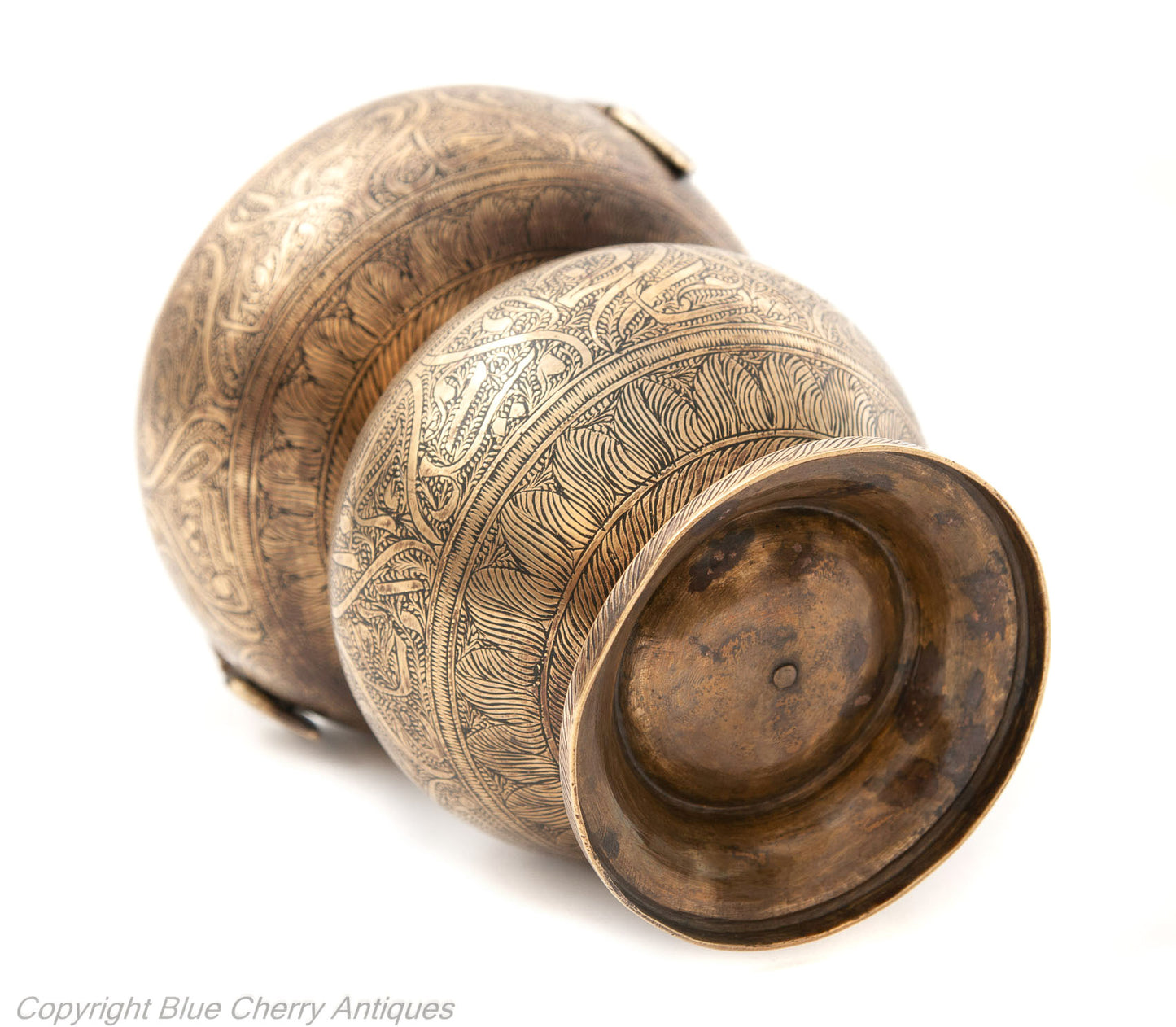 Antique Deccani Indian Islamic Benares Brass Chased Naskh Script Alms Bowl (Code 1823)