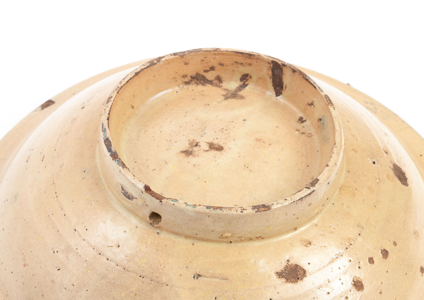 Rare Antique Moroccan Fes (Fez) Hand Made Pottery Slip Glazed Large Bowl (Code 1901)