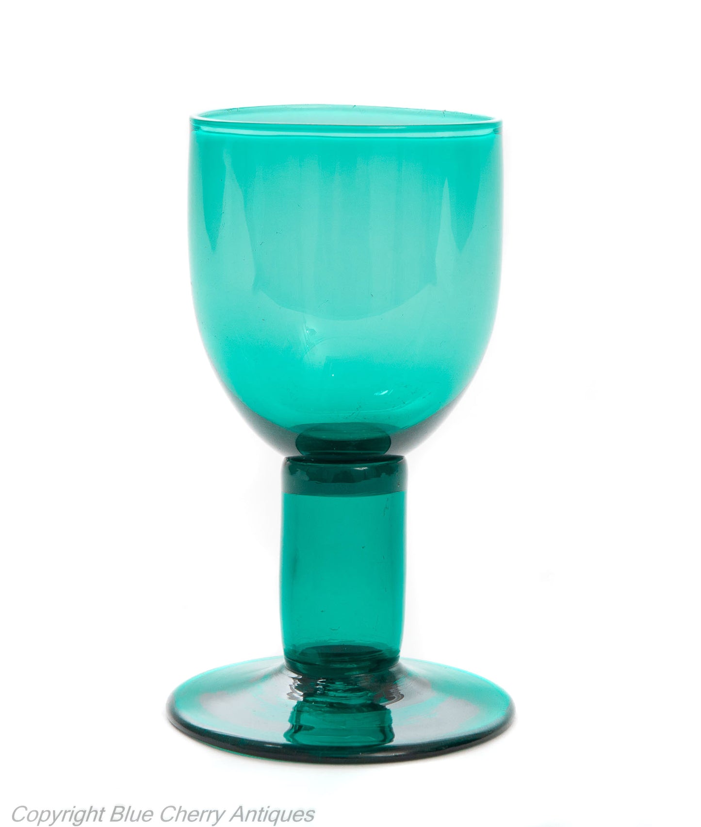 Antique Georgian English Bristol Green Wine Glass with Hollow Stem c1800 (Code 1906)