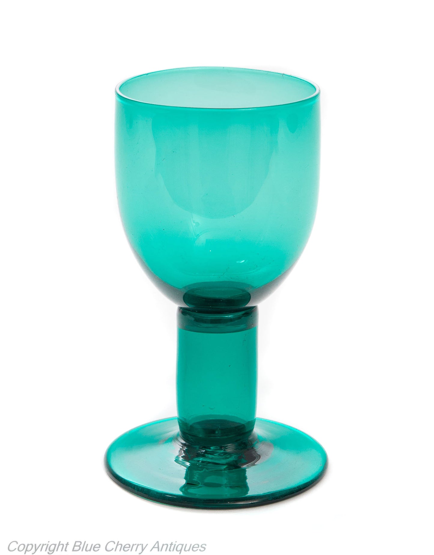 Antique Georgian English Bristol Green Wine Glass with Hollow Stem c1800 (Code 1906)
