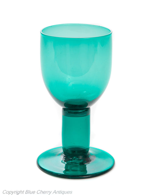 Antique Georgian English Bristol Green Wine Glass with Hollow Stem c1800 (Code 1906)