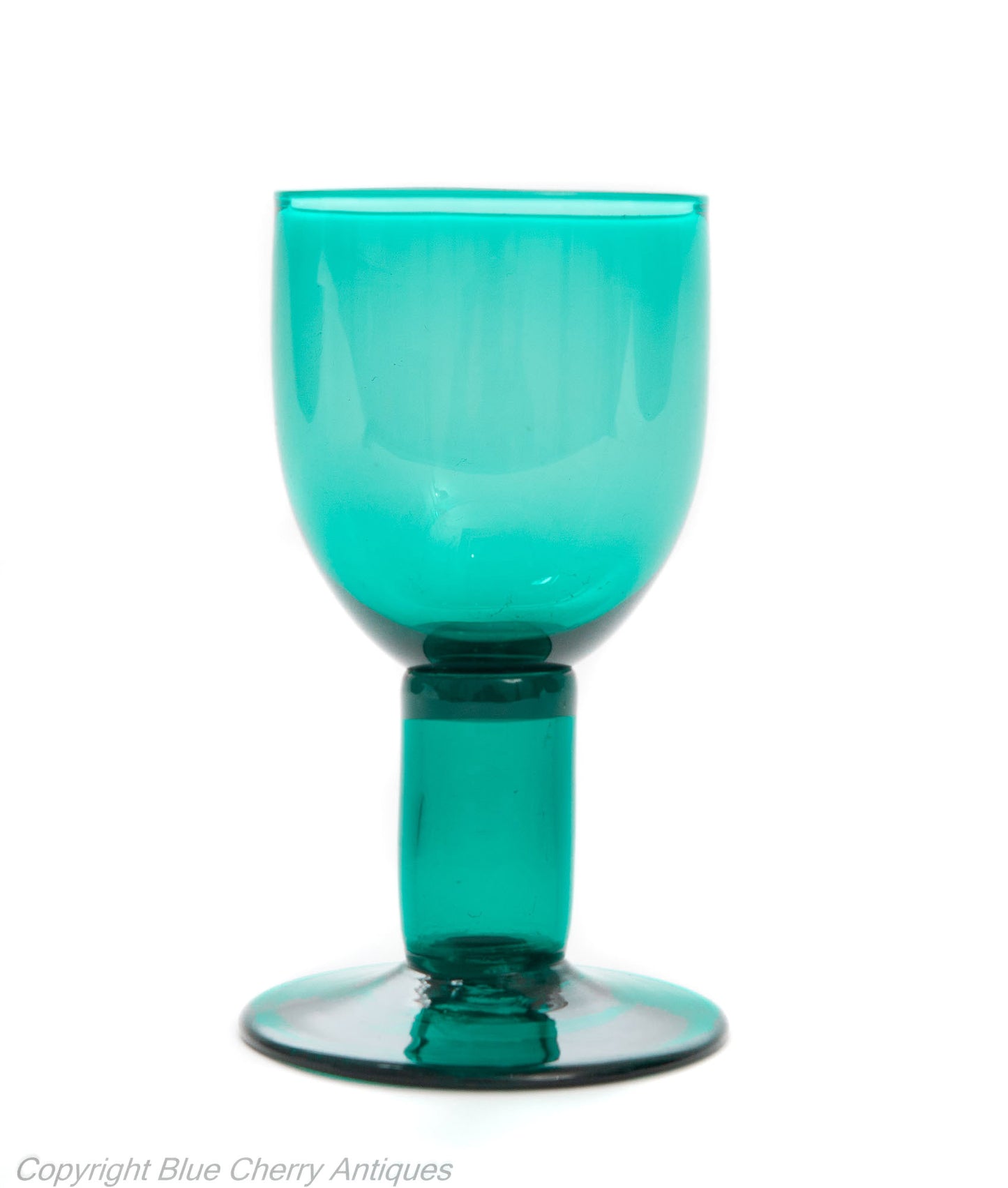 Antique Georgian English Bristol Green Wine Glass with Hollow Stem c1800 (Code 1906)