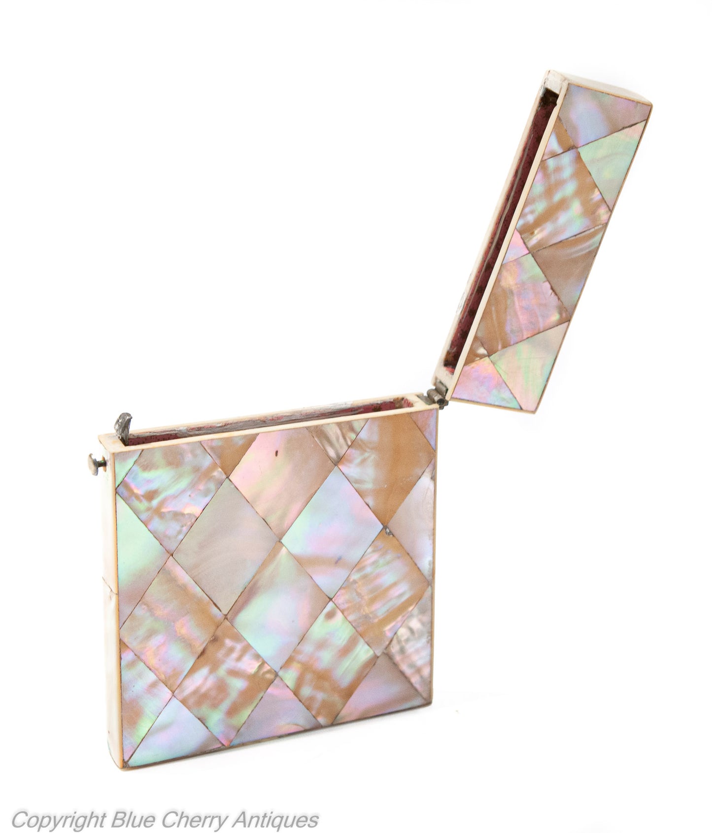 Antique Victorian Calling Card Case with Mother of Pearl Diamond Panels c1870 (Code 1926)