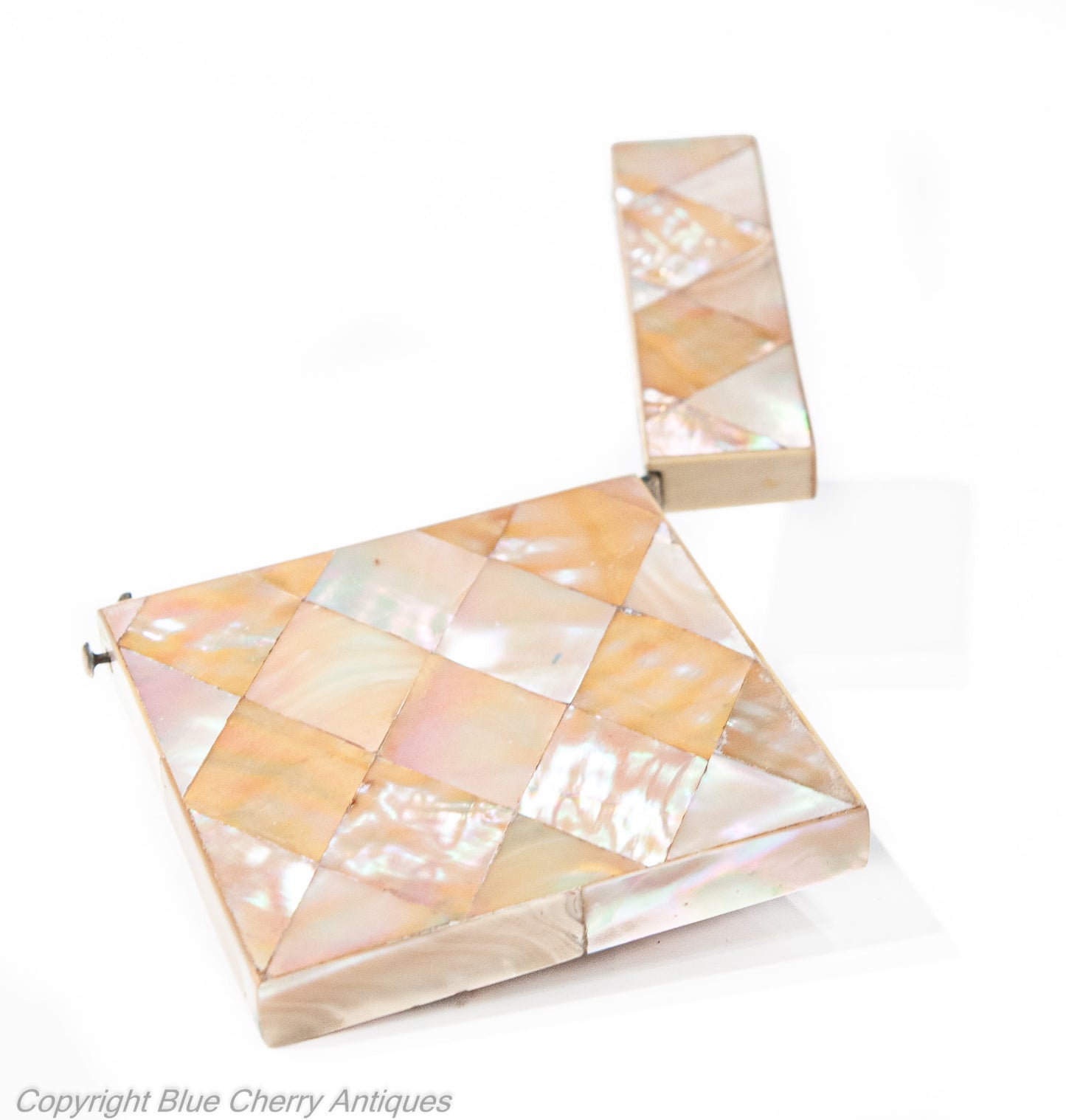Antique Victorian Calling Card Case with Mother of Pearl Diamond Panels c1870 (Code 1926)