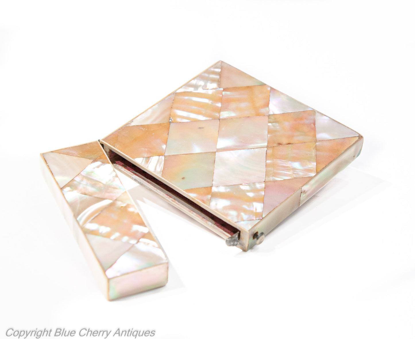 Antique Victorian Calling Card Case with Mother of Pearl Diamond Panels c1870 (Code 1926)