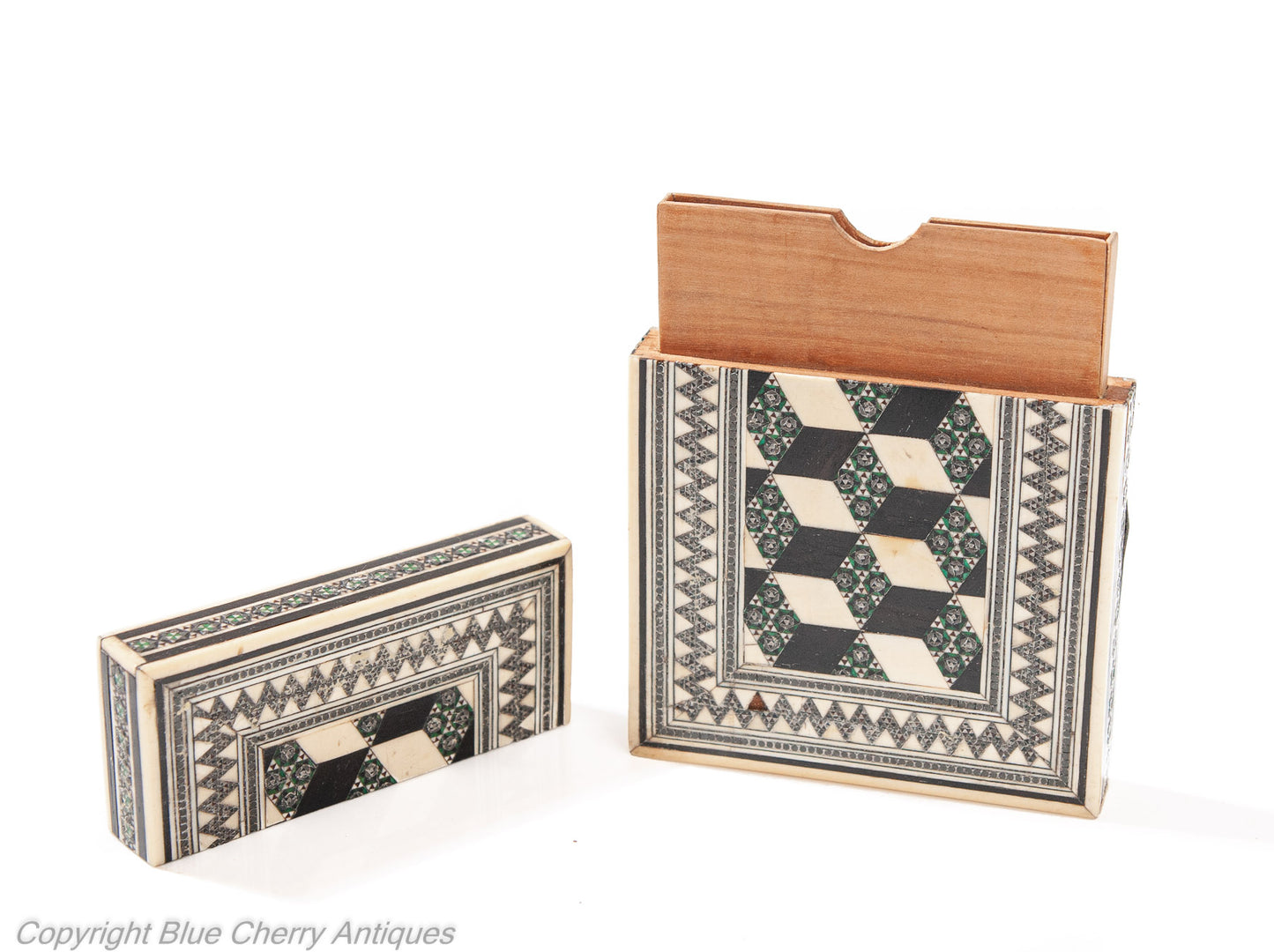 Antique Indian Vizagapatam Micro Mosaic and Sandalwood Card Case c1860 (Code 1937)