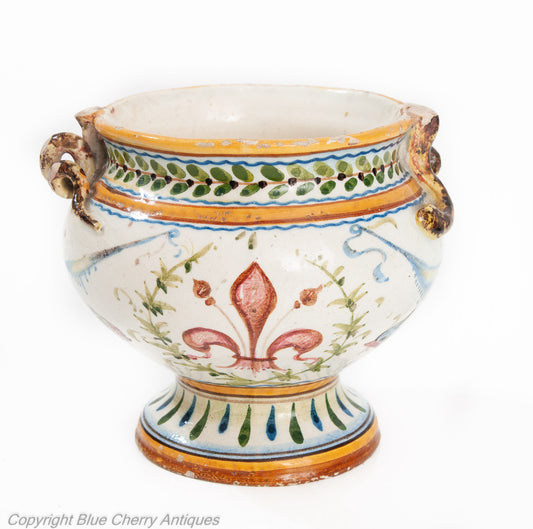 Antique Italian Tin Glaze Maiolica Urbino Pottery Raphaelli Grotteschi Jar (Code 1945)