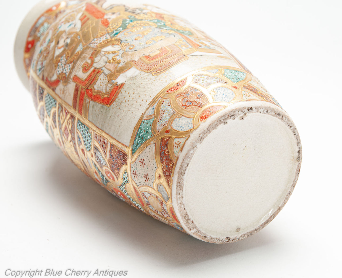 Antique Japanese Satsuma Ware Pottery Vase with Intricate Patterns & Figures (Code 1997)