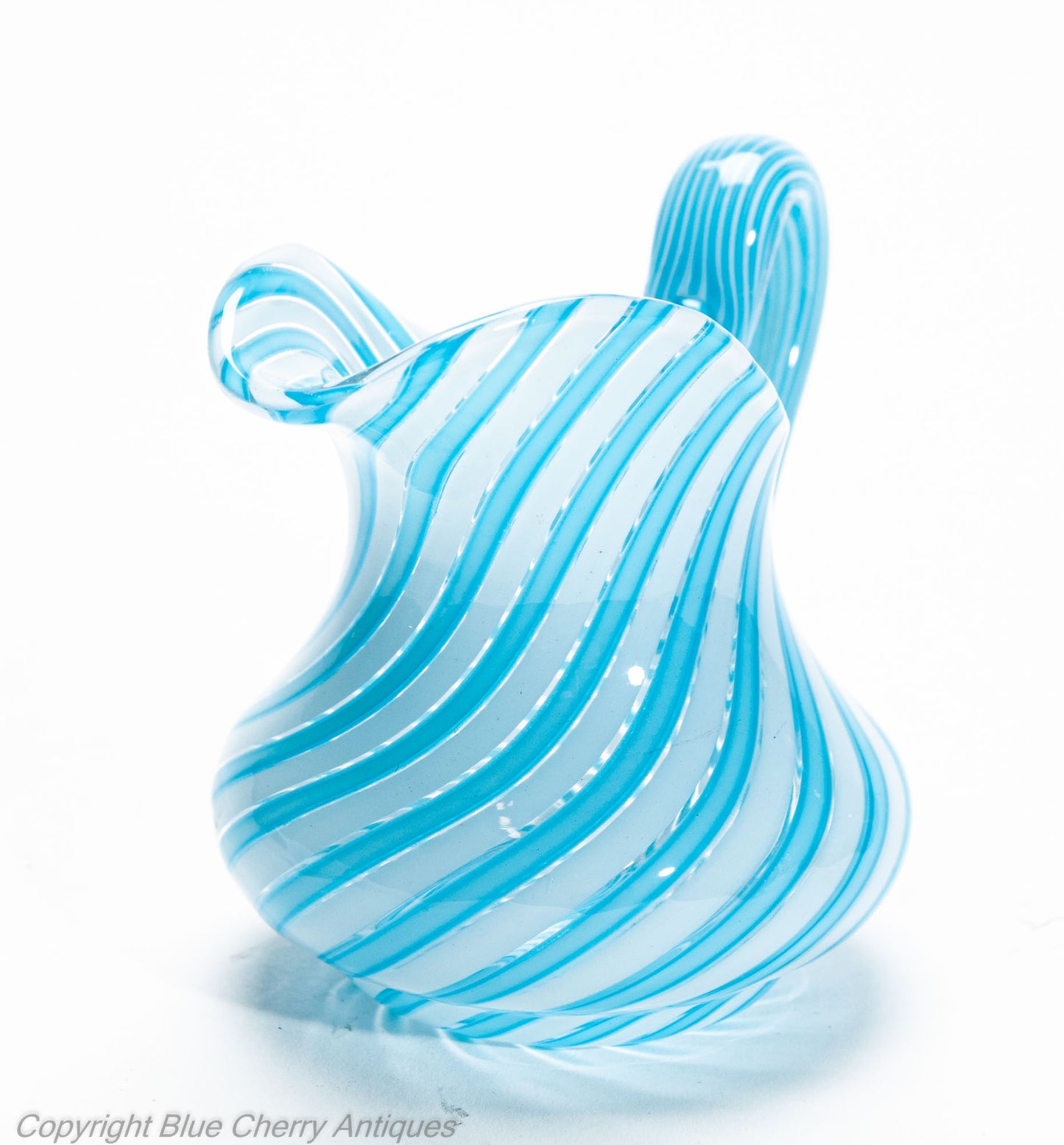 Antique Clichy Swirl Glass Jug & Bowl Set in Aqua Blue - French 2nd Empire c1870 (Code 2028)