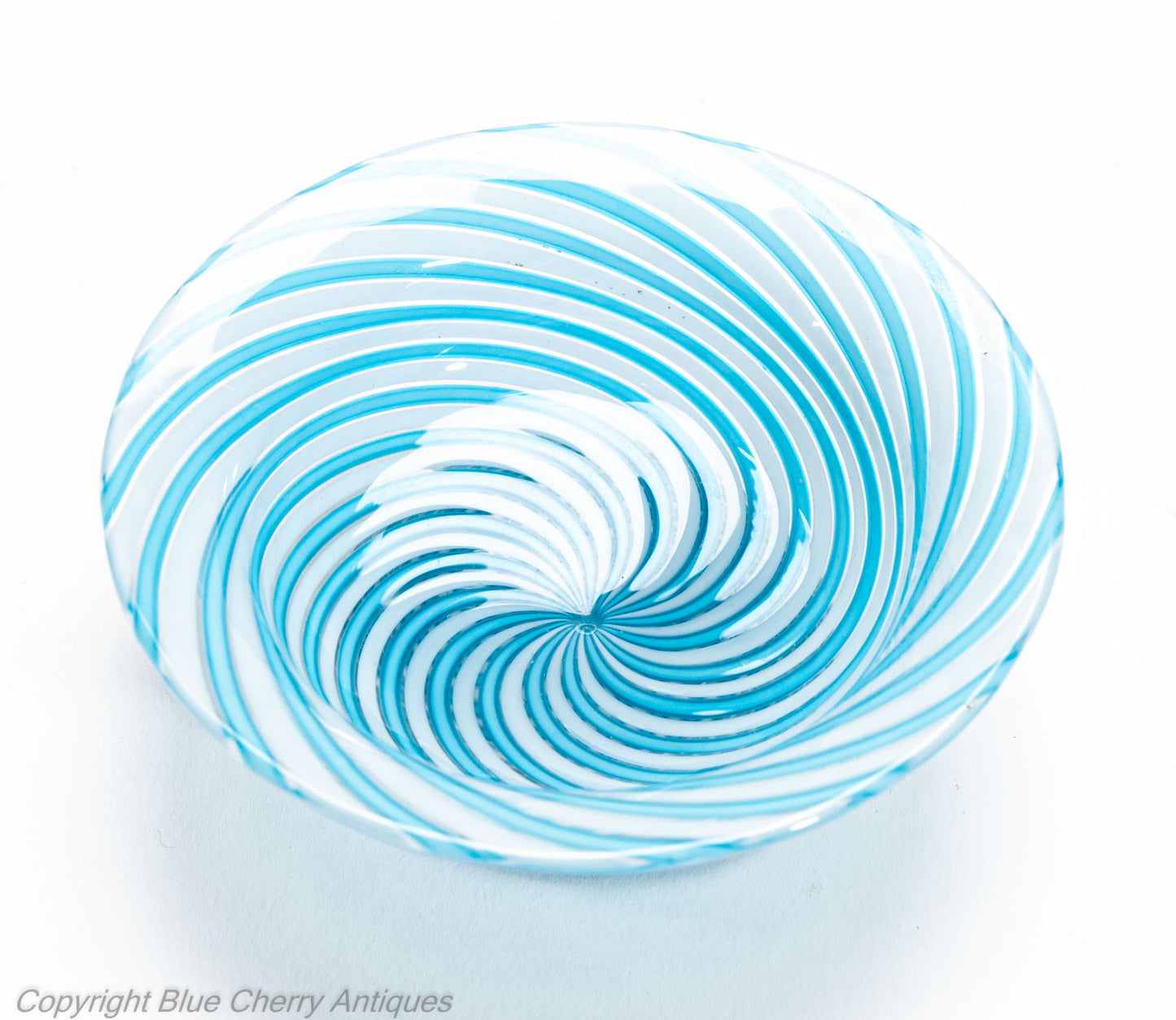 Antique Clichy Swirl Glass Jug & Bowl Set in Aqua Blue - French 2nd Empire c1870 (Code 2028)