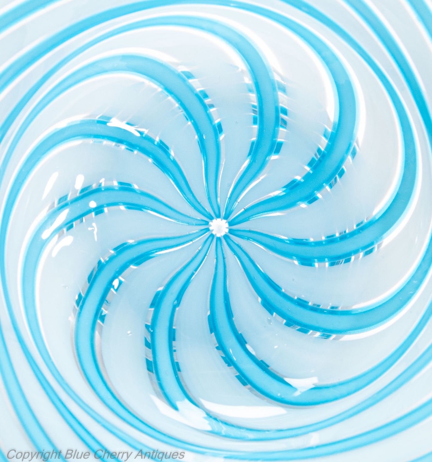 Antique Clichy Swirl Glass Small Bowl in Aqua Blue - French 2nd Empire c1870 (Code 2030)