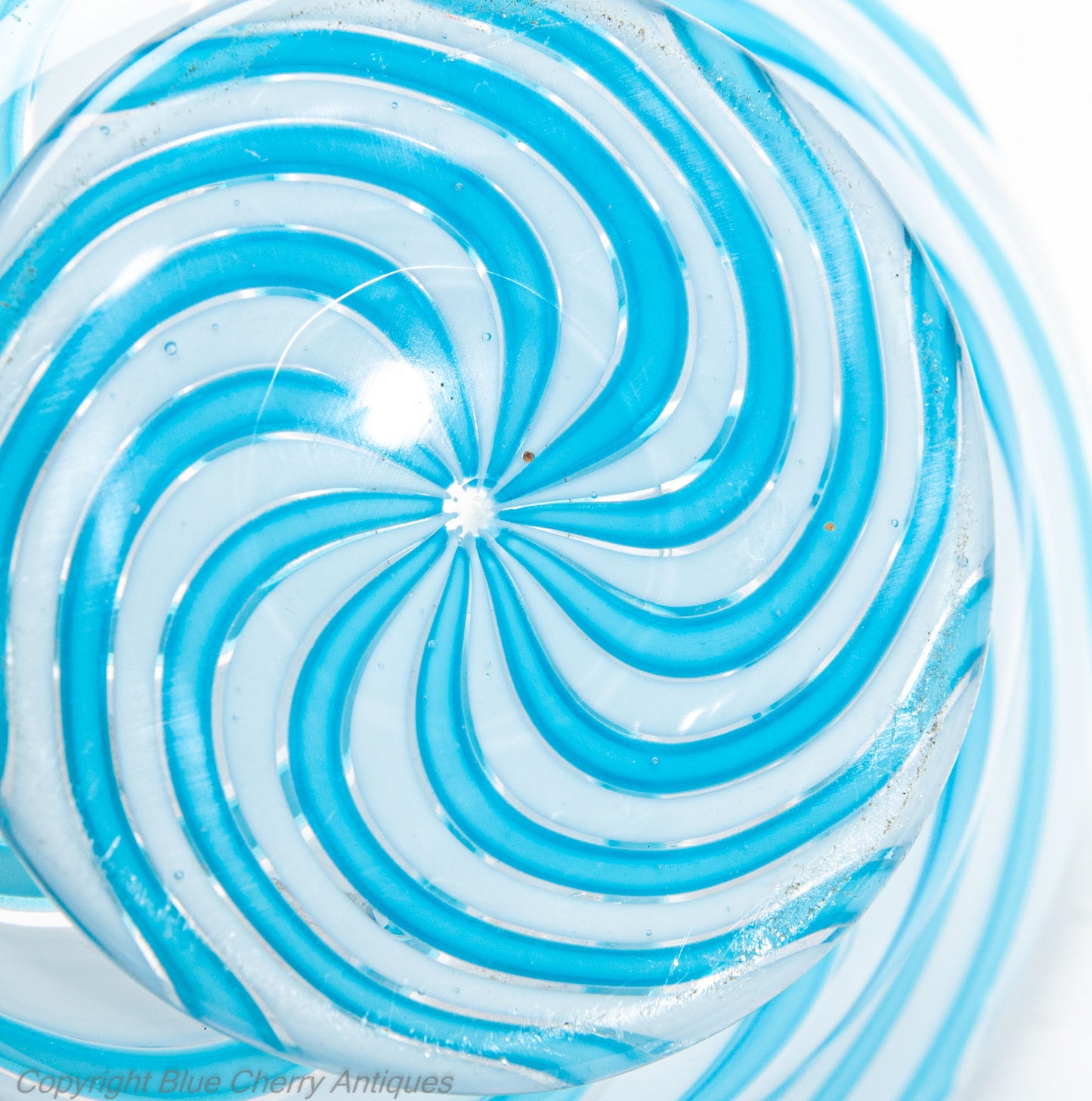 Antique Clichy Swirl Glass Small Bowl in Aqua Blue - French 2nd Empire c1870 (Code 2030)