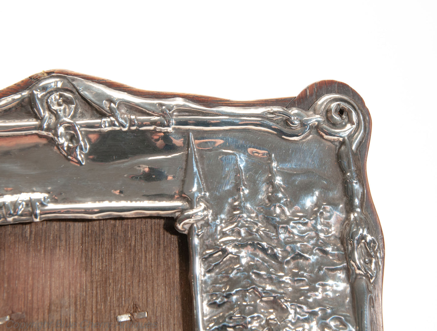 Antique Art Nouveau English Silver Easel Back Photo Frame with Hiawatha & Motto (Code 2032)