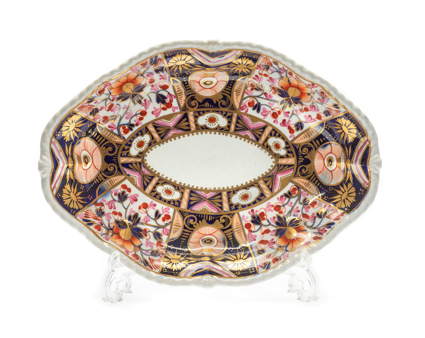 Antique Derby Imari Porcelain Shaped Dish with Scarce Pink Decoration c1790 (Code 2036)