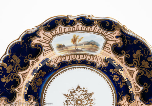 Antique Coalport China Cabinet Plate Hand Painted Scottish Scenic Panels c1860 (Code 2048)