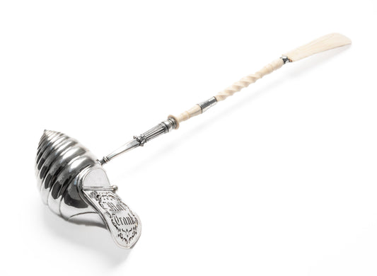Antique Belgian/German Silver Maitrank Wine Ladle with Turned Handle c1850 (Code 2072)