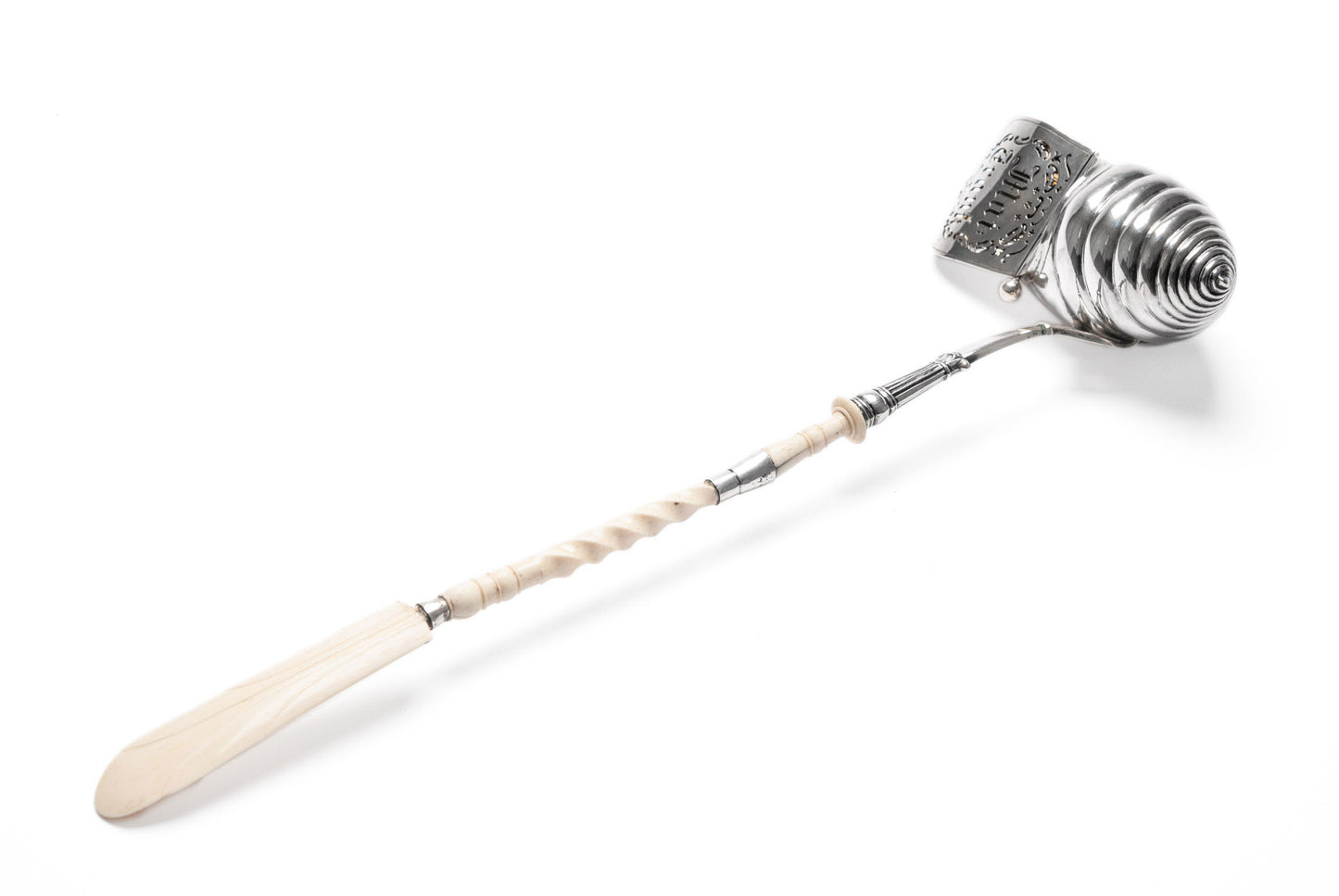 Antique Belgian/German Silver Maitrank Wine Ladle with Turned Handle c1850 (Code 2072)
