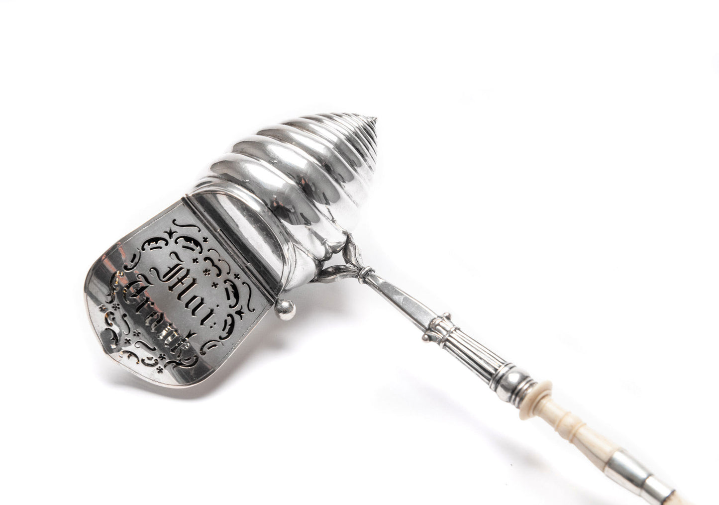 Antique Belgian/German Silver Maitrank Wine Ladle with Turned Handle c1850 (Code 2072)