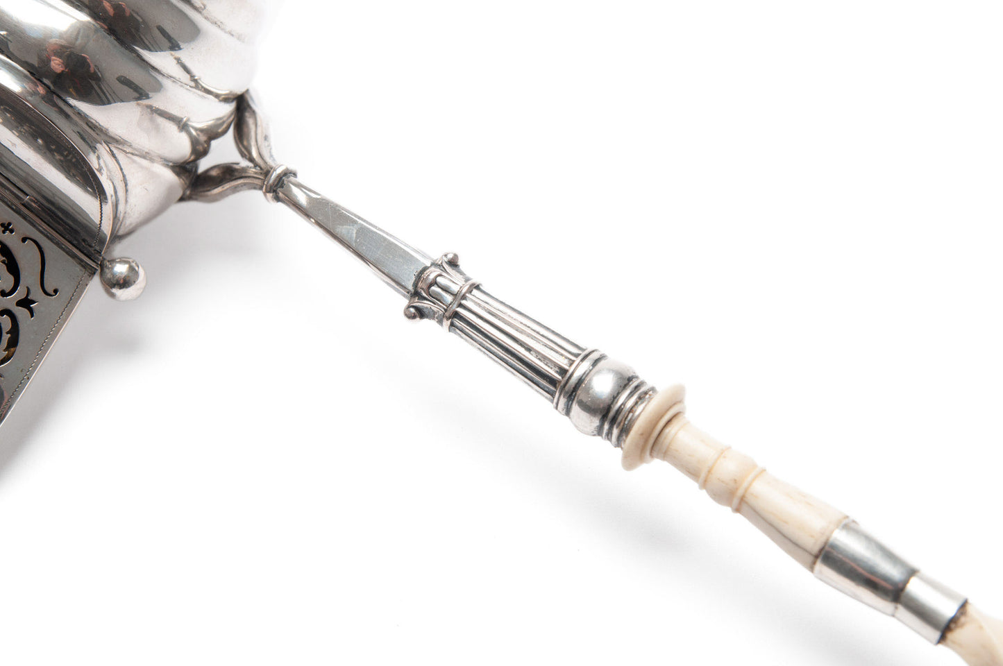 Antique Belgian/German Silver Maitrank Wine Ladle with Turned Handle c1850 (Code 2072)