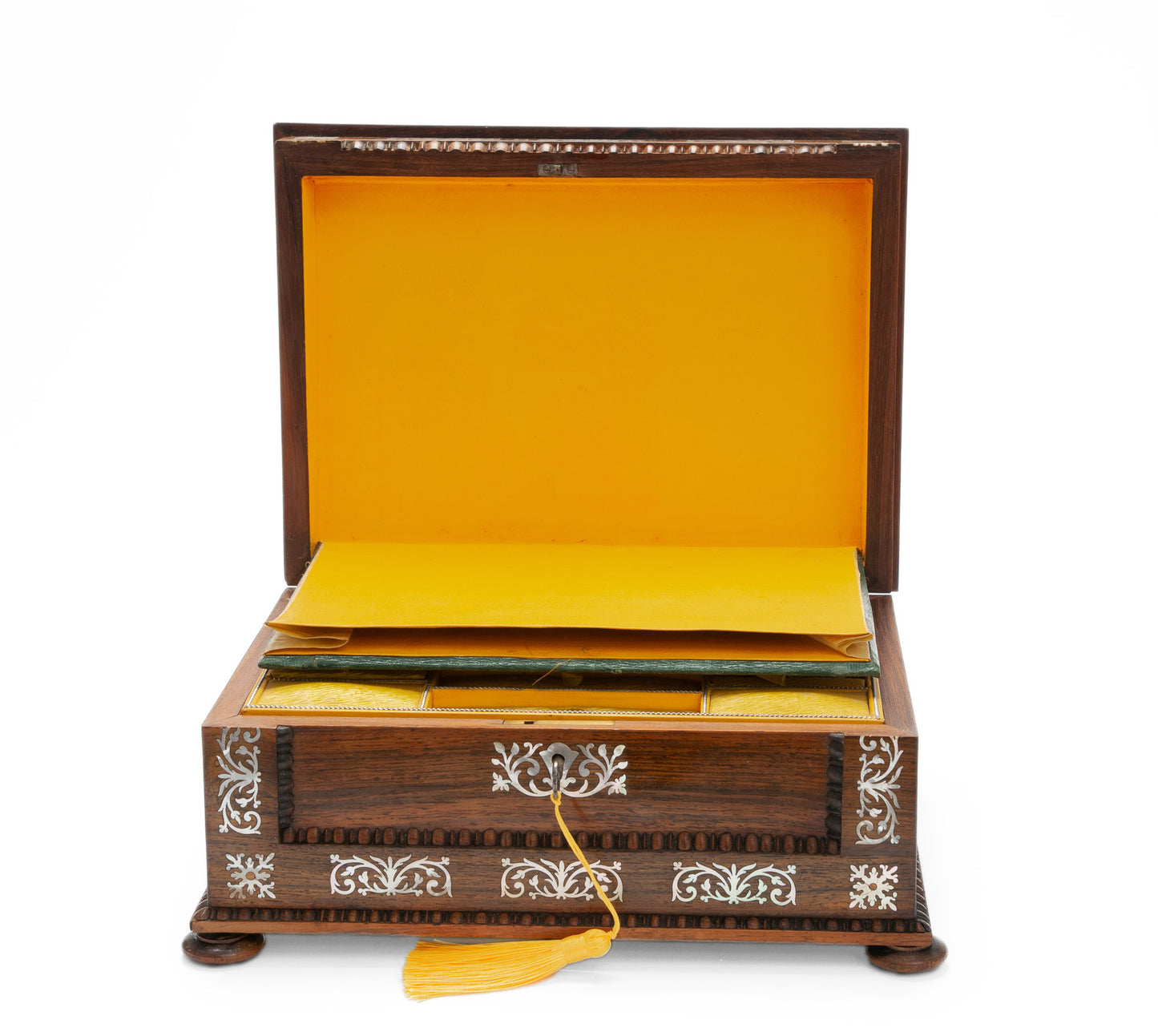Antique Victorian Rosewood & Mother of Pearl Inlaid Fitted Sewing Box c1860 (Code 2077)