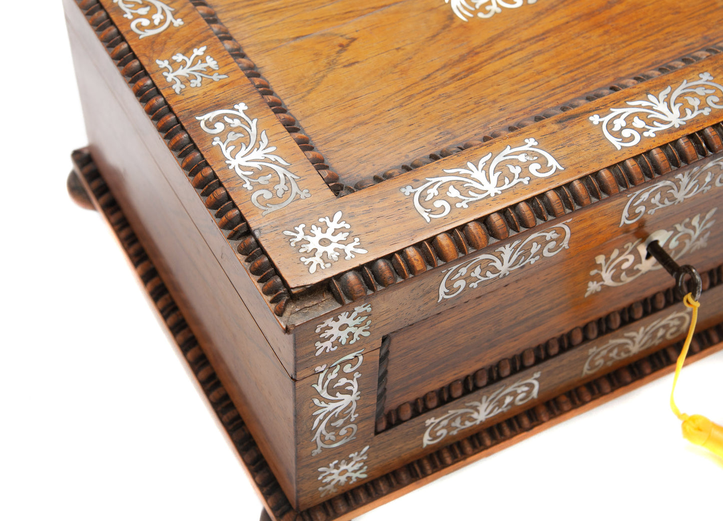 Antique Victorian Rosewood & Mother of Pearl Inlaid Fitted Sewing Box c1860 (Code 2077)