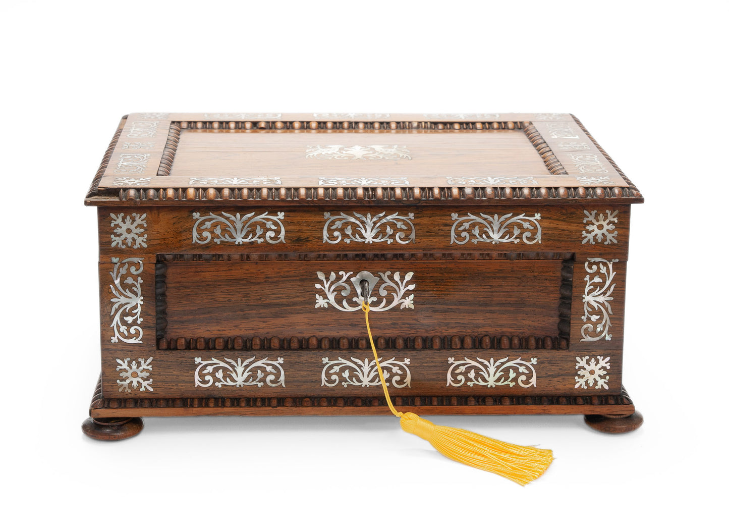 Antique Victorian Rosewood & Mother of Pearl Inlaid Fitted Sewing Box c1860 (Code 2077)