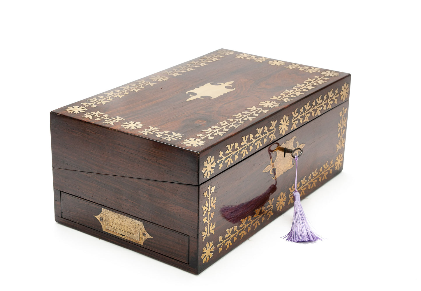 Antique William Colsey Mansion House London Rosewood & Brass Writing Slope Box (Code 2080)