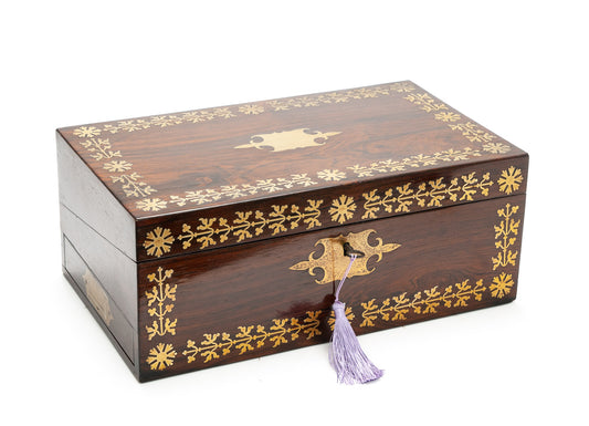 Antique William Colsey Mansion House London Rosewood & Brass Writing Slope Box (Code 2080)