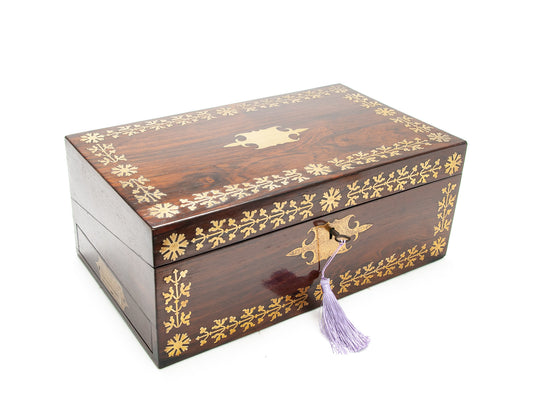 Antique William Colsey Mansion House London Rosewood & Brass Writing Slope Box (Code 2080)