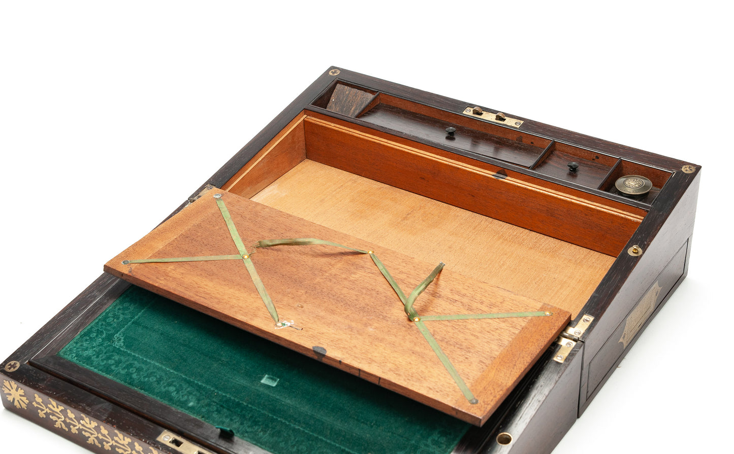 Antique William Colsey Mansion House London Rosewood & Brass Writing Slope Box (Code 2080)