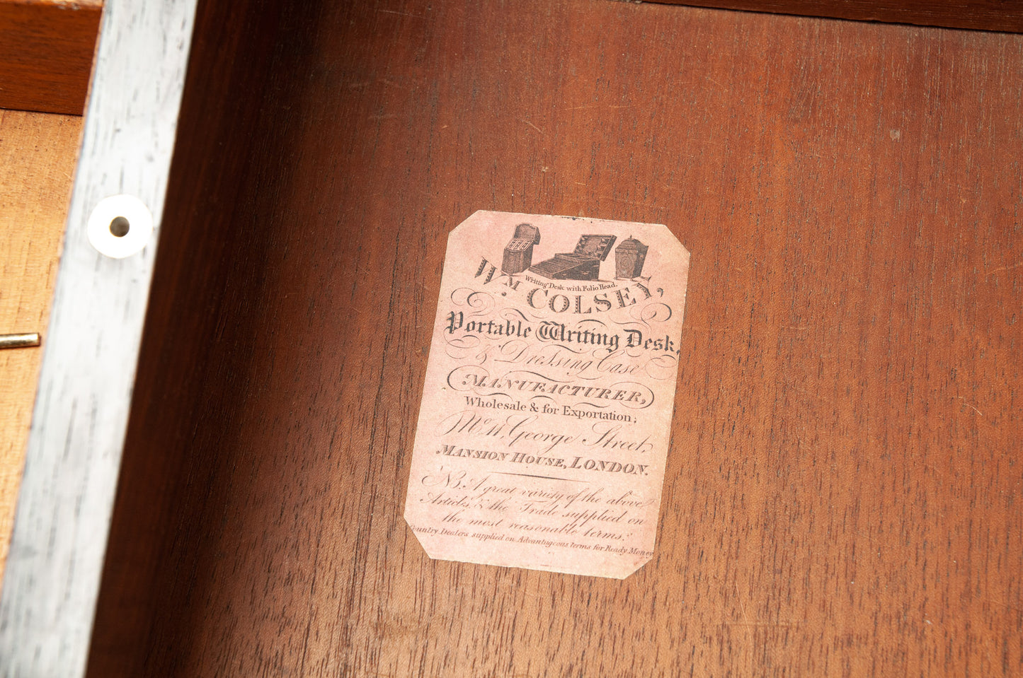 Antique William Colsey Mansion House London Rosewood & Brass Writing Slope Box (Code 2080)