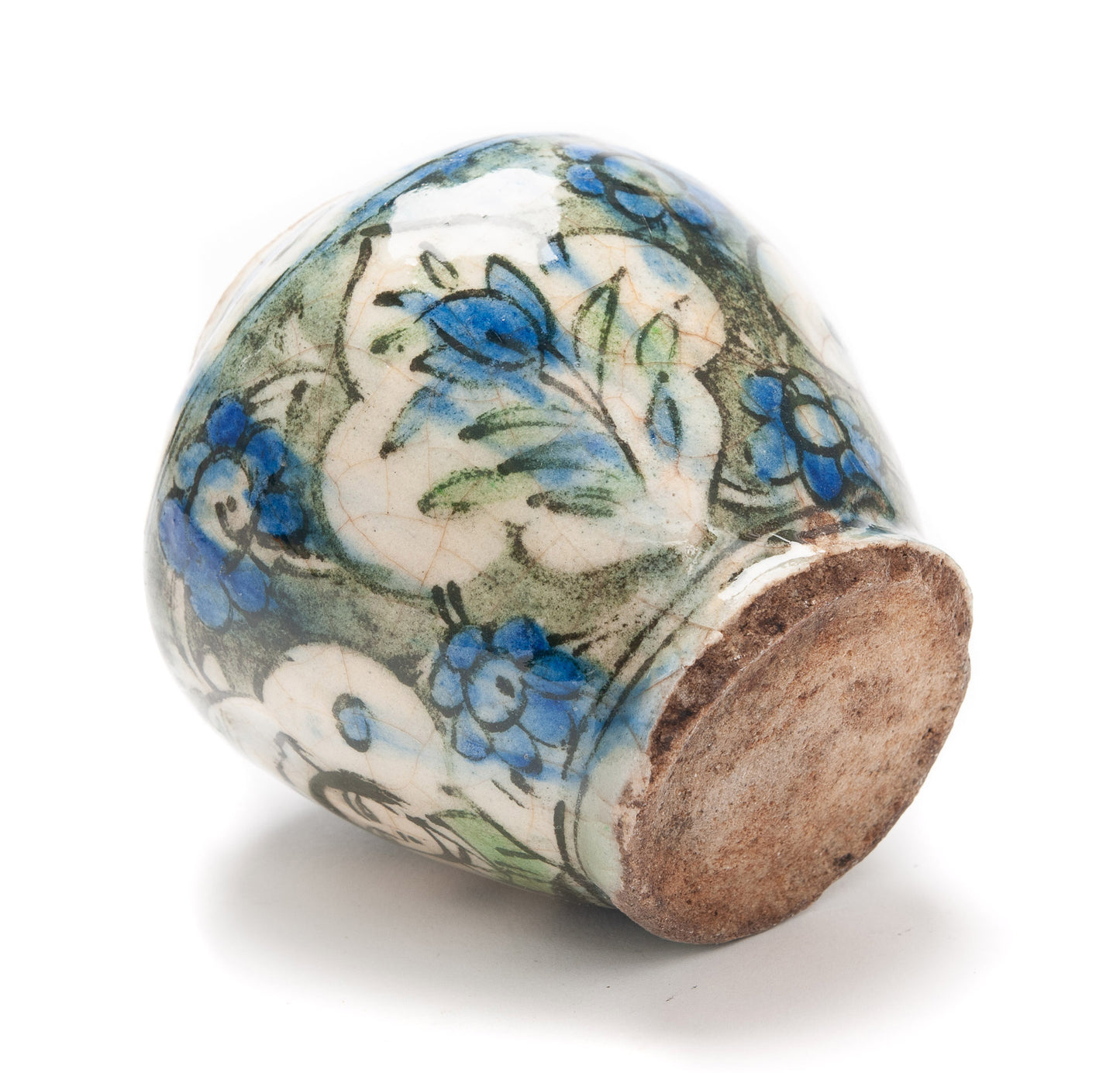 Antique Middle Eastern Pottery Vase in Blue & Green with Qajar Form Design (Code 2095)