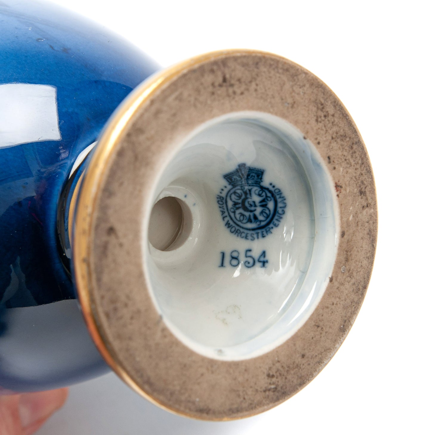 Antique Royal Worcester China Sabrina Ware Art Nouveau Blue Iris Vase c1896 (Code 2103)