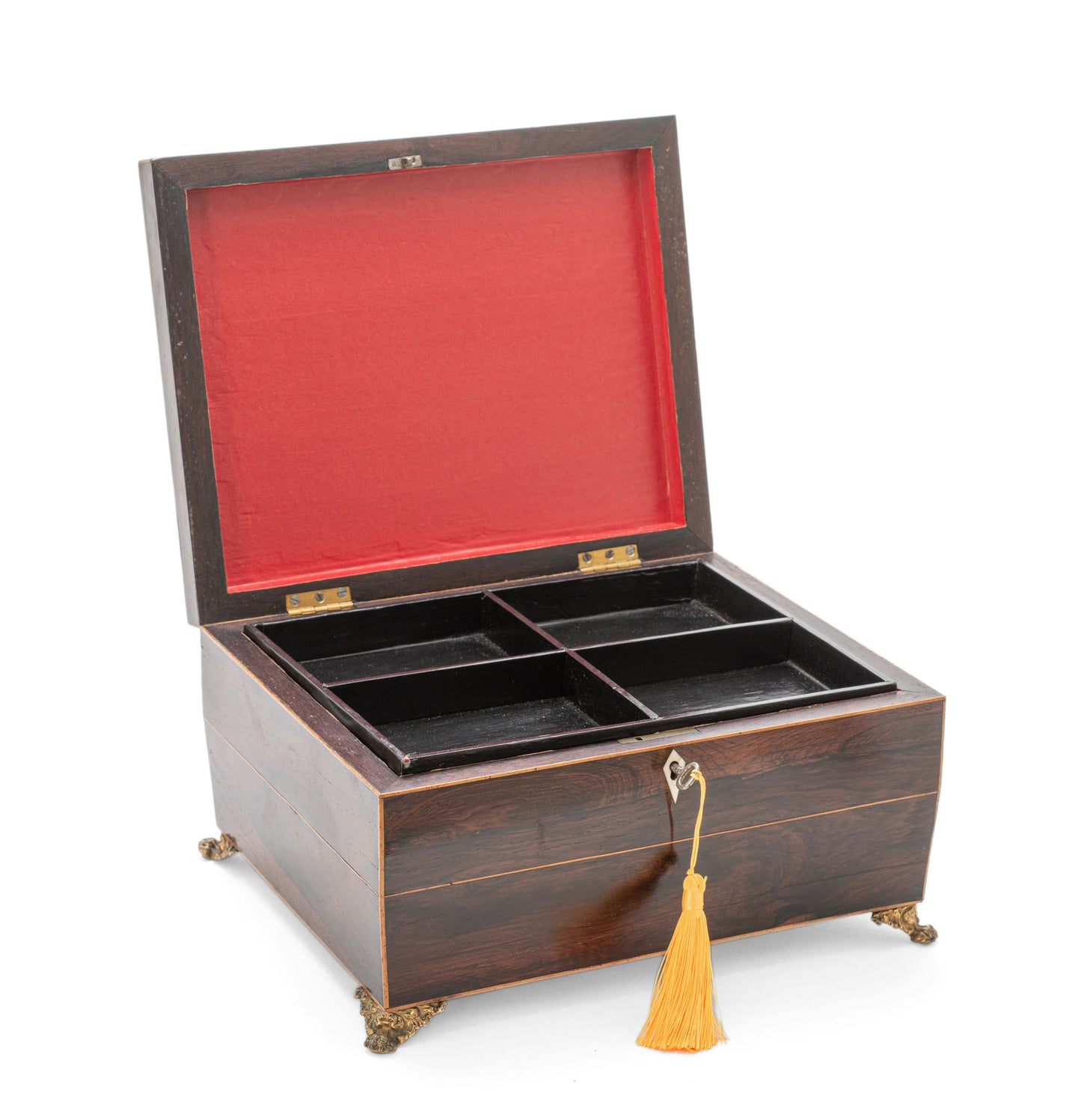 Antique Georgian Regency Rosewood & Box Wood Strung Work or Table Box c1825 (Code 2138)