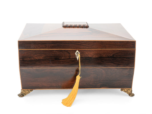 Antique Georgian Regency Rosewood & Box Wood Strung Work or Table Box c1825 (Code 2138)