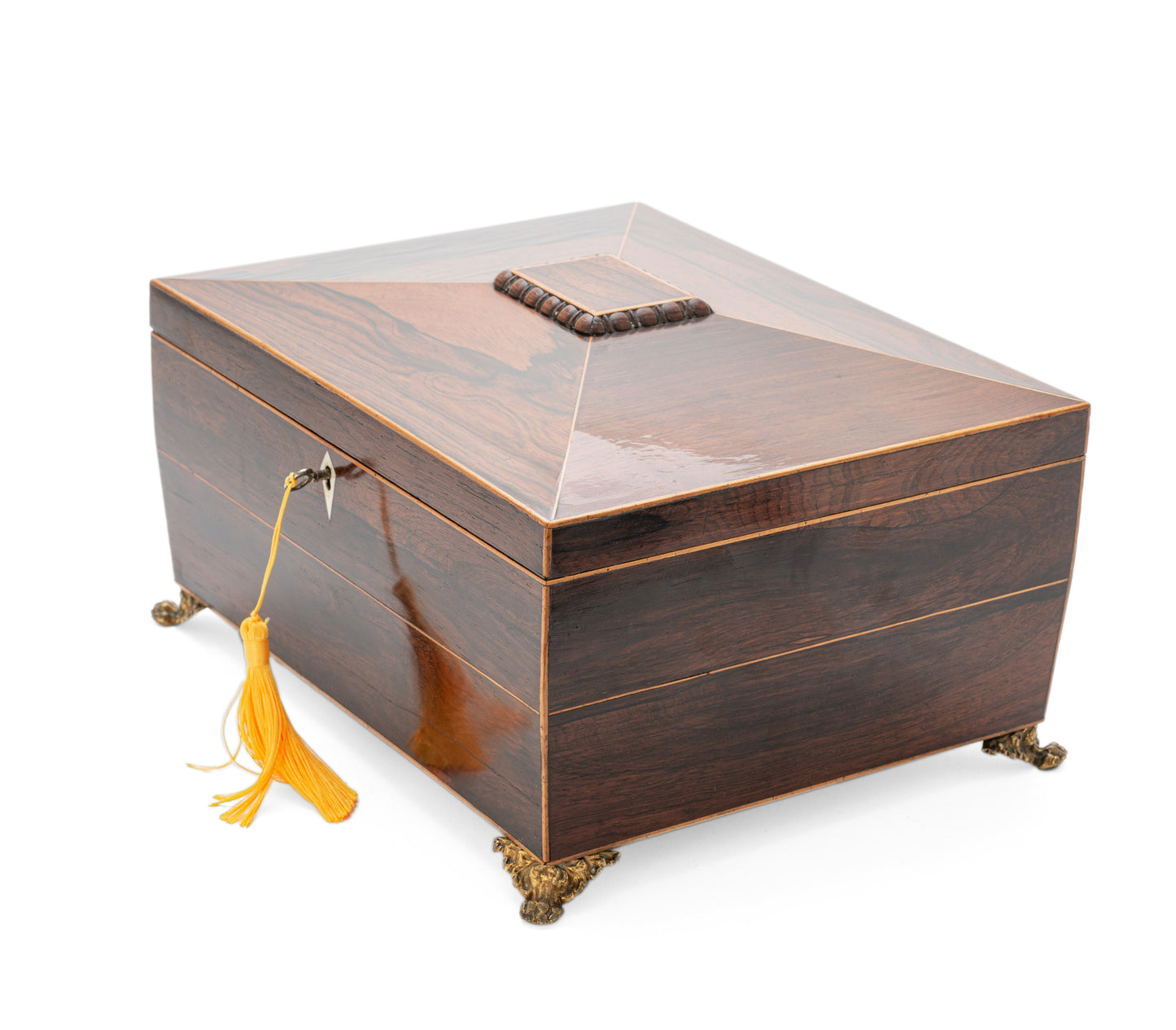 Antique Georgian Regency Rosewood & Box Wood Strung Work or Table Box c1825 (Code 2138)