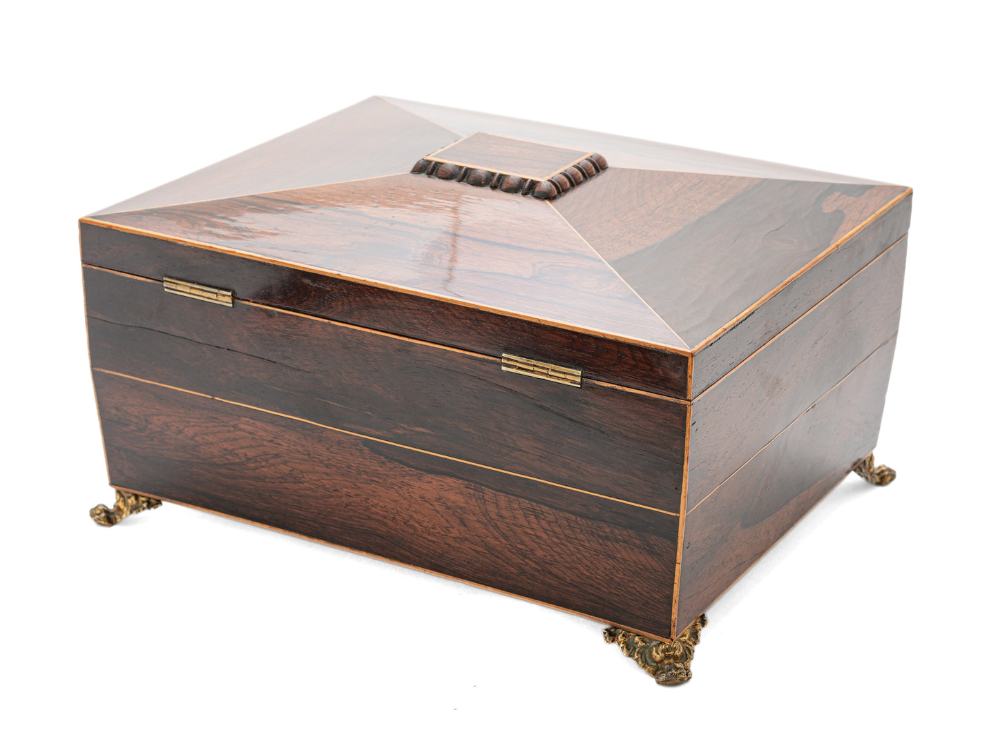 Antique Georgian Regency Rosewood & Box Wood Strung Work or Table Box c1825 (Code 2138)