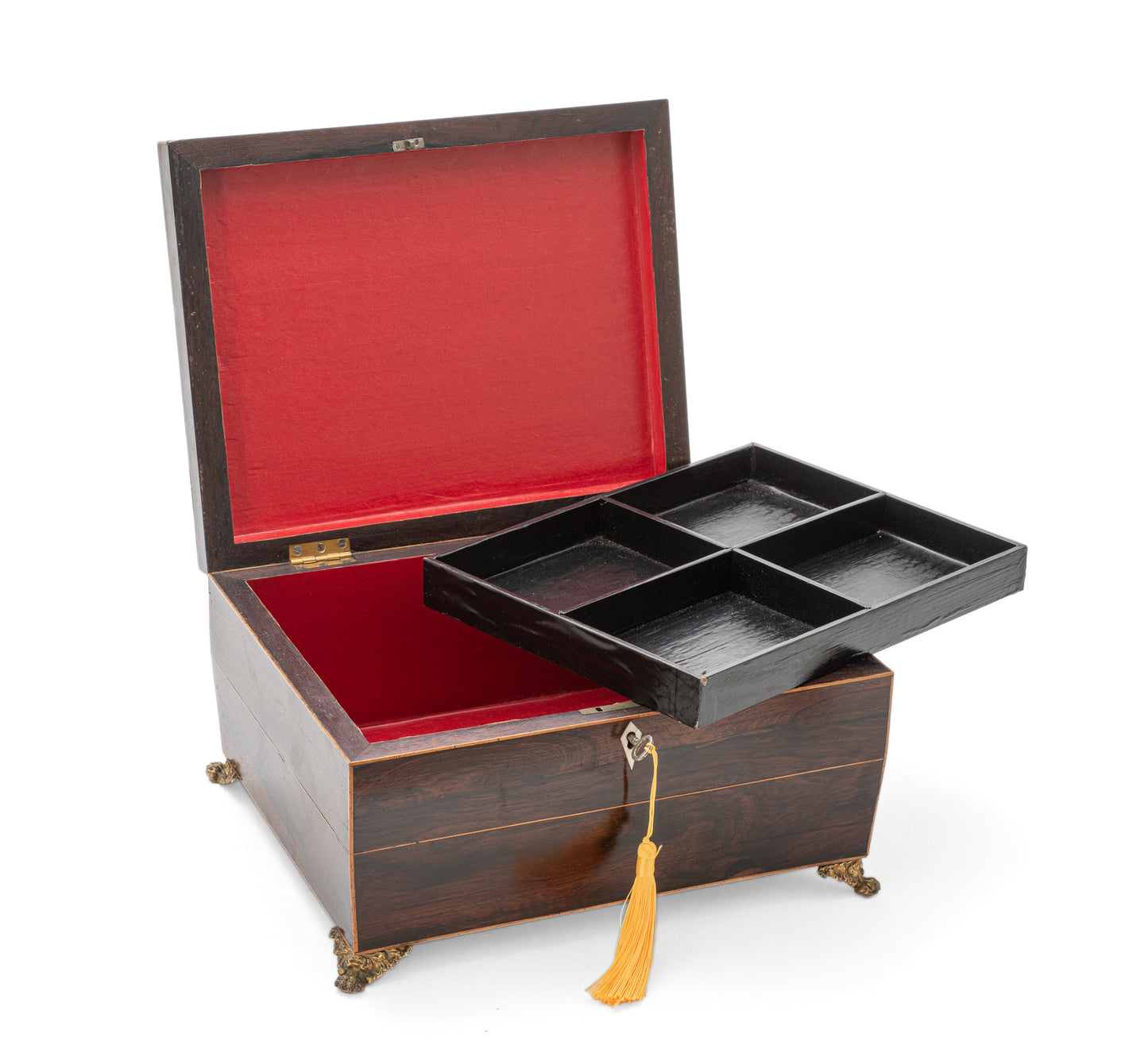 Antique Georgian Regency Rosewood & Box Wood Strung Work or Table Box c1825 (Code 2138)