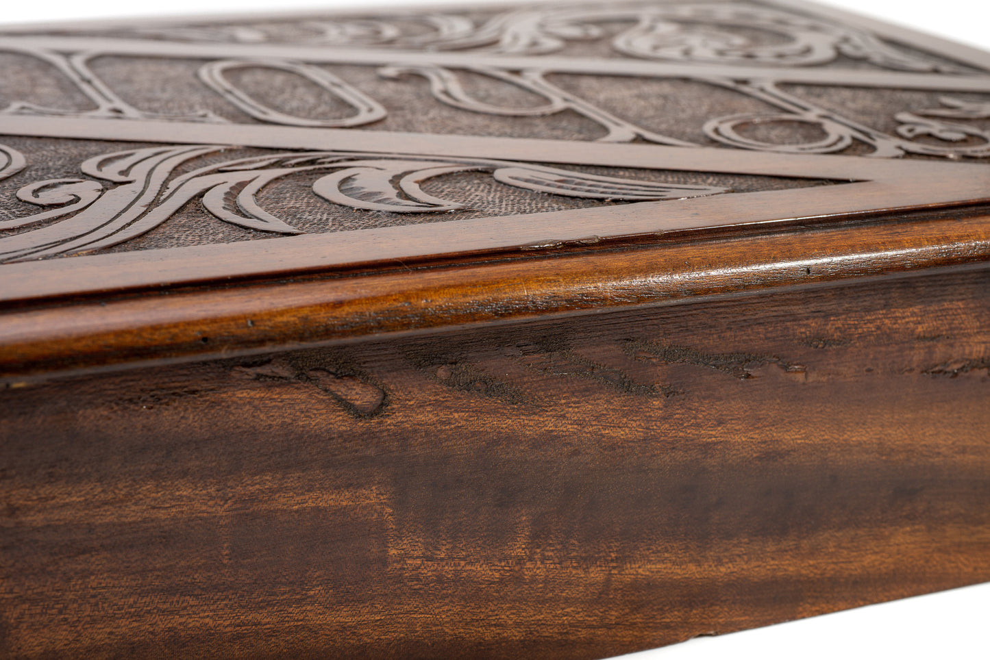 Antique Photo Box In Mahogany Wood With Carved Panel - Victorian/Edwardian c1900 (Code 2148)