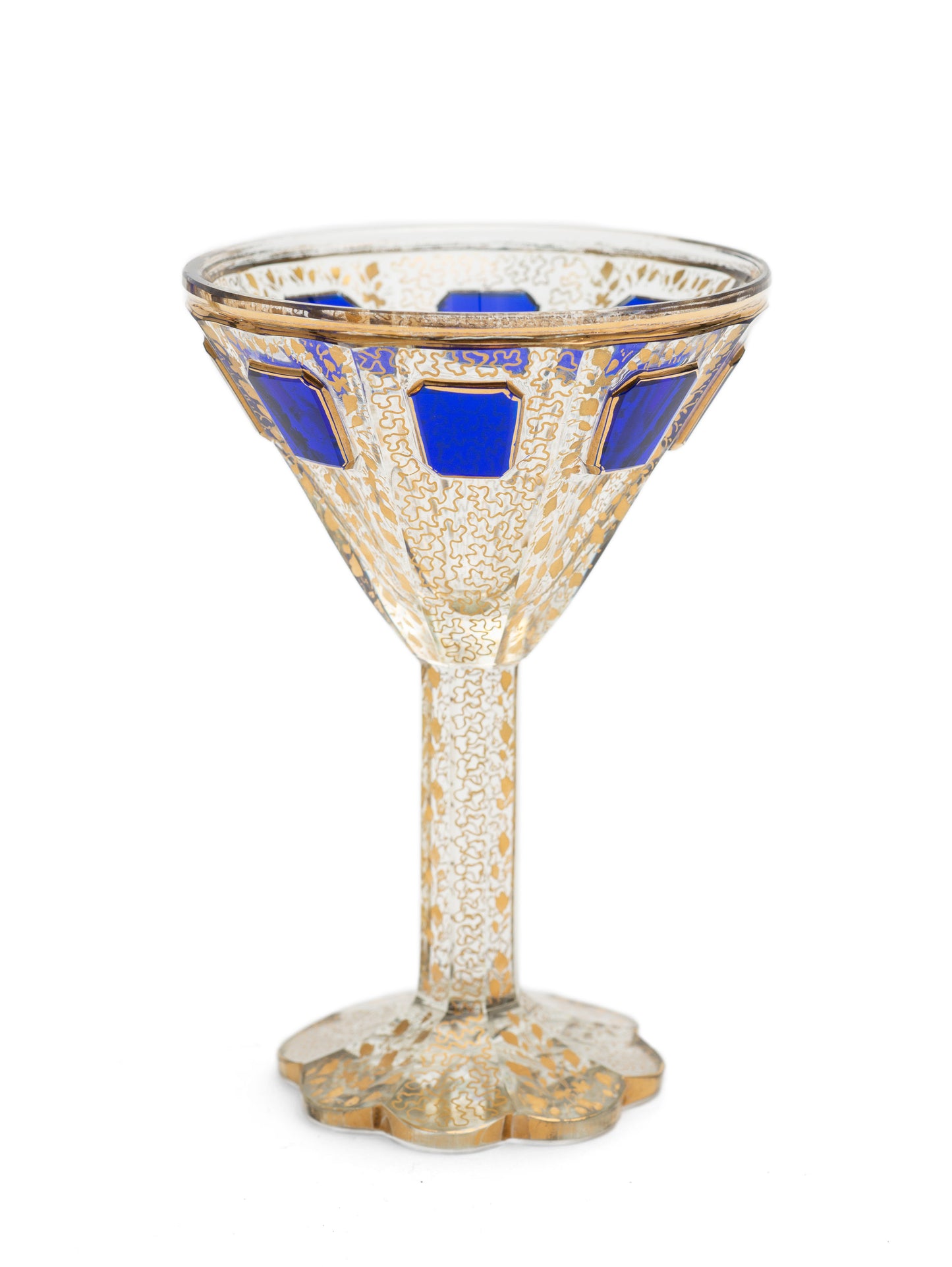 Set of Six Antique Moser Bohemian Overlayed & Gilded Wine / Liqueur Glasses (Code 2159)