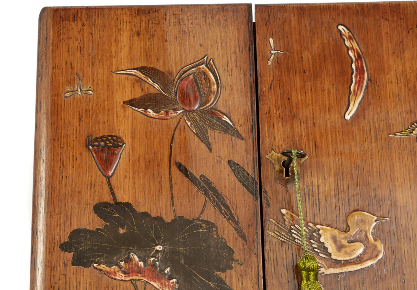 Antique Victorian Wooden Stationery Box with Japanese Shibayama Decoration c1880 (Code 2165)