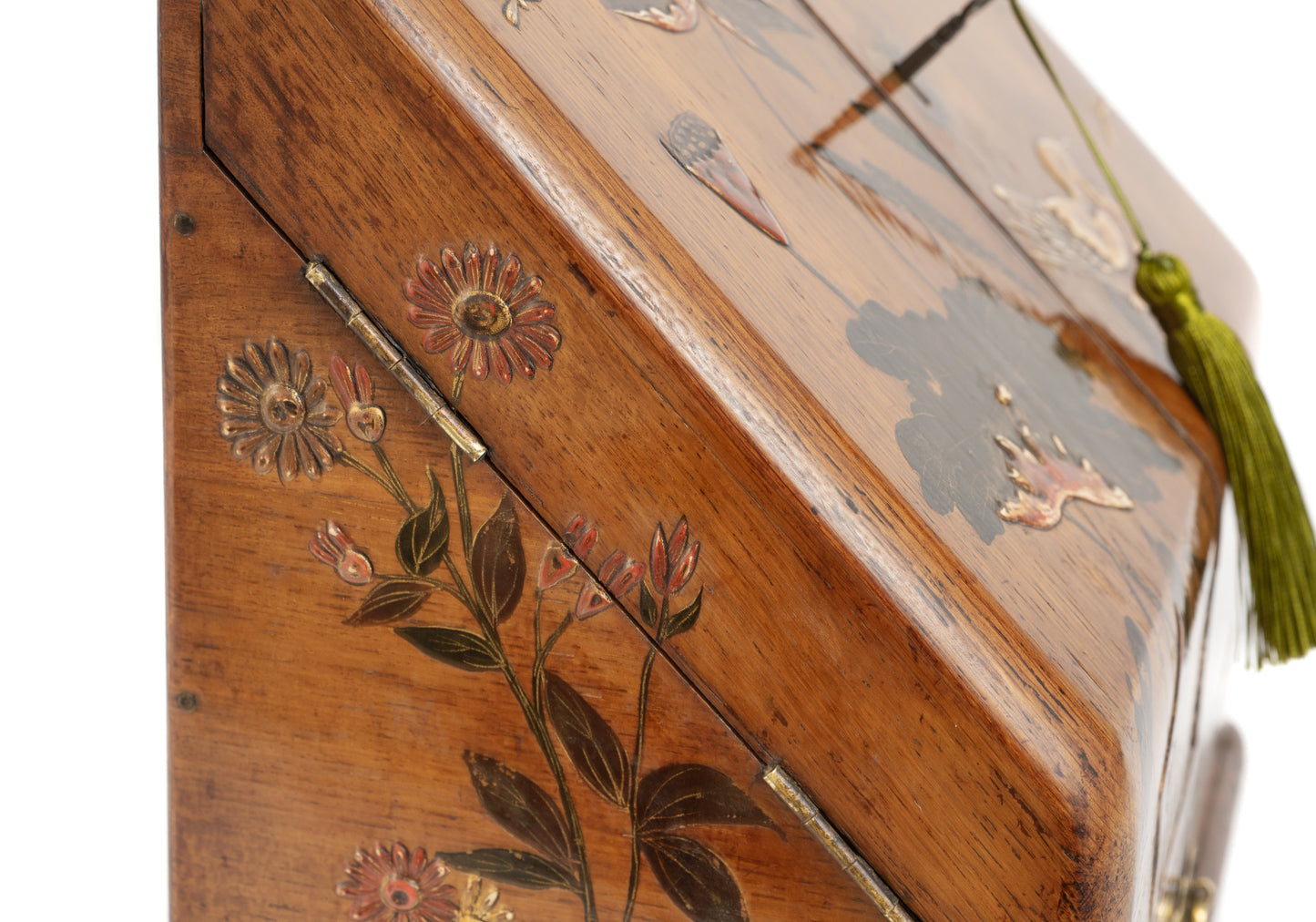 Antique Victorian Wooden Stationery Box with Japanese Shibayama Decoration c1880 (Code 2165)