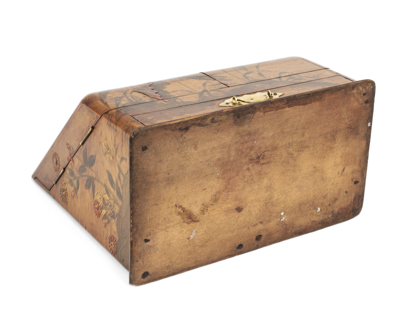 Antique Victorian Wooden Stationery Box with Japanese Shibayama Decoration c1880 (Code 2165)