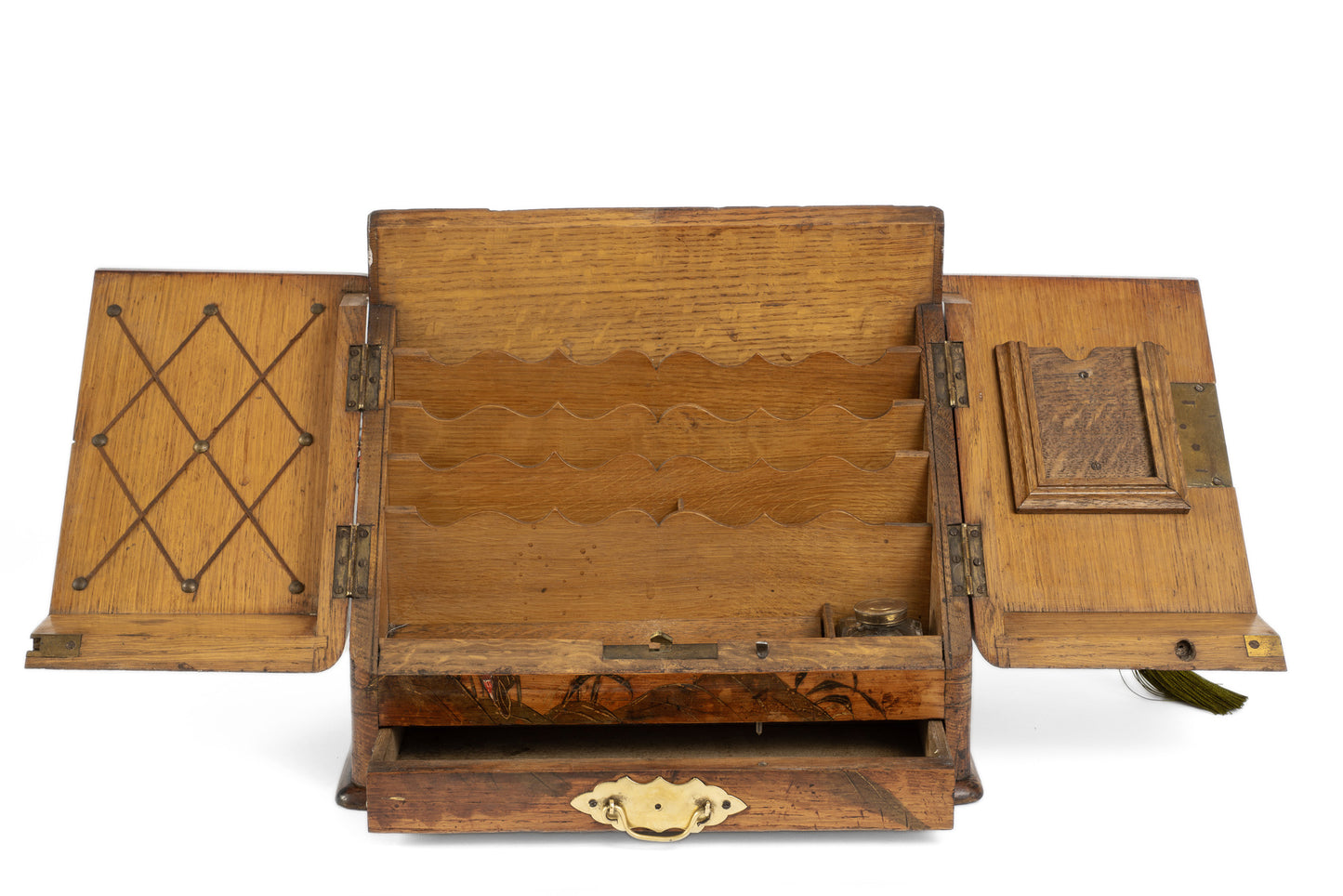 Antique Victorian Wooden Stationery Box with Japanese Shibayama Decoration c1880 (Code 2165)