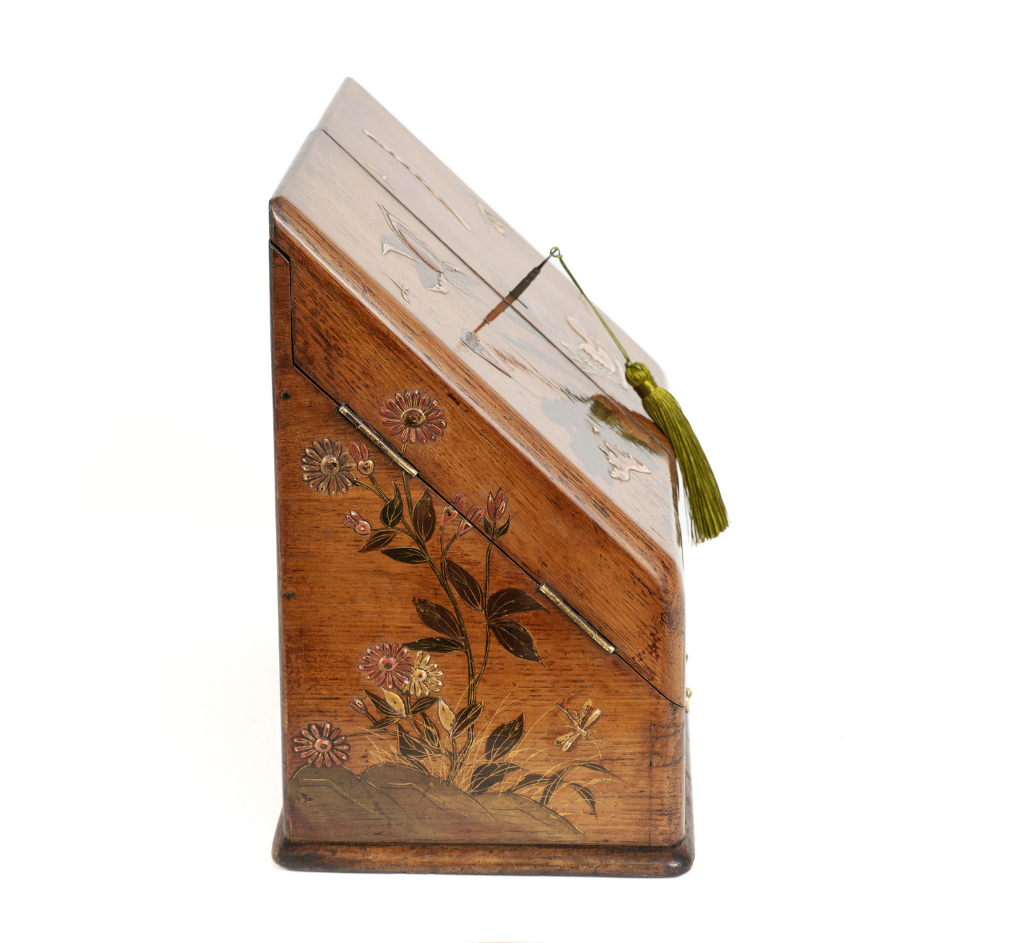 Antique Victorian Wooden Stationery Box with Japanese Shibayama Decoration c1880 (Code 2165)