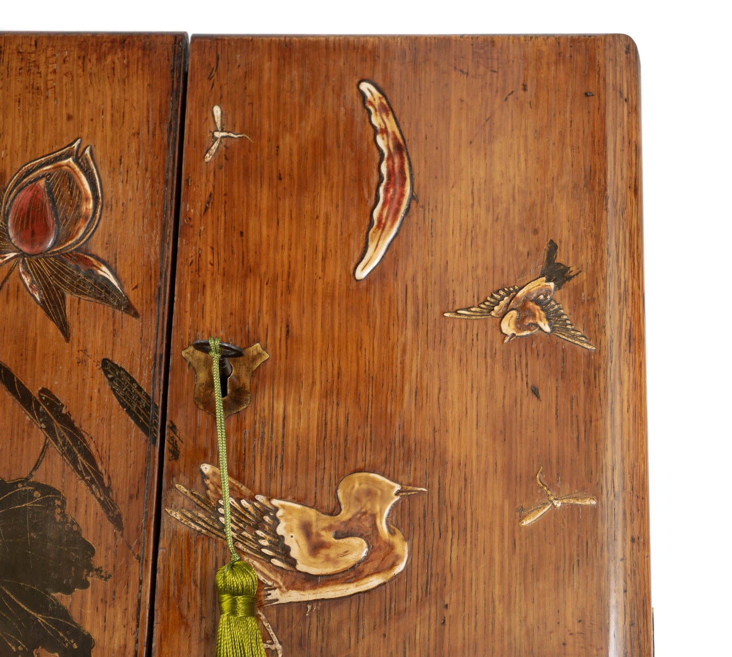 Antique Victorian Wooden Stationery Box with Japanese Shibayama Decoration c1880 (Code 2165)