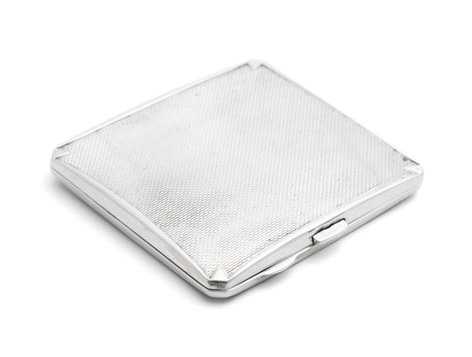 Art Deco Sterling Silver Engine Turned Cigarette Case by Samuel Levi 1939 (Code 2198)