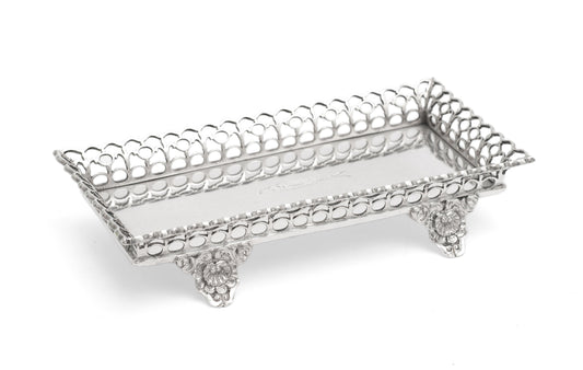 Antique Portuguese Silver Small Gallery Tray with Sardine & Lisbon Mark c1830 (Code 2256)